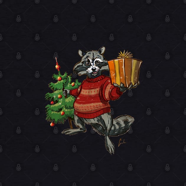 Funny Racoon Christmas by SakalDesign